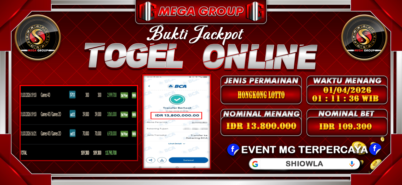 Bukti JP situs Shiowla hari Rabu, 01 April 2026