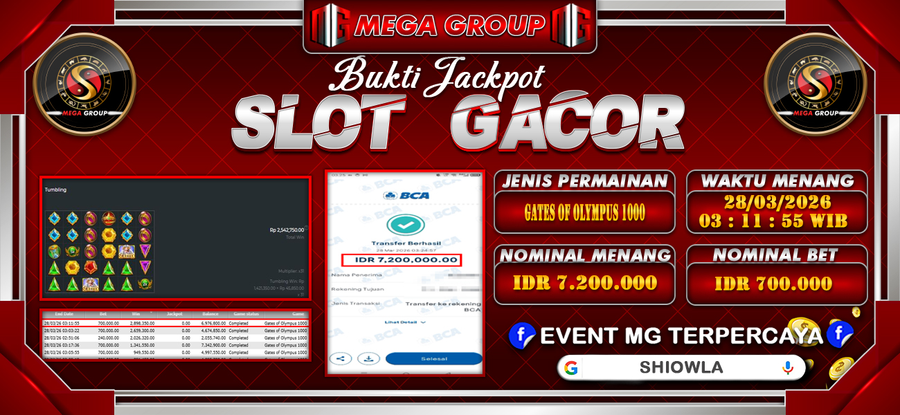 Bukti JP situs Shiowla hari Sabtu, 28 Maret 2026